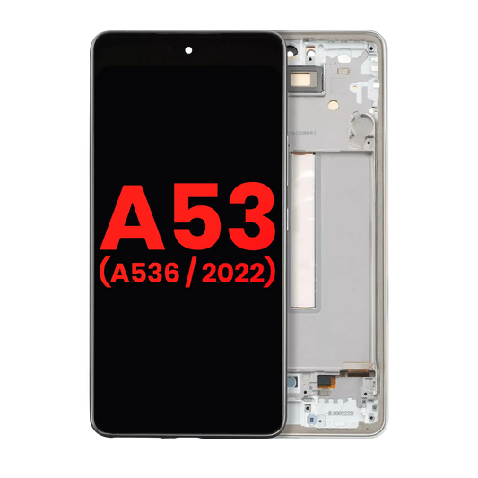 OLED Assembly With Frame For Samsung Galaxy A53 5G ( A536 / 2022) (6.36") (Aftermarket Plus) (White)