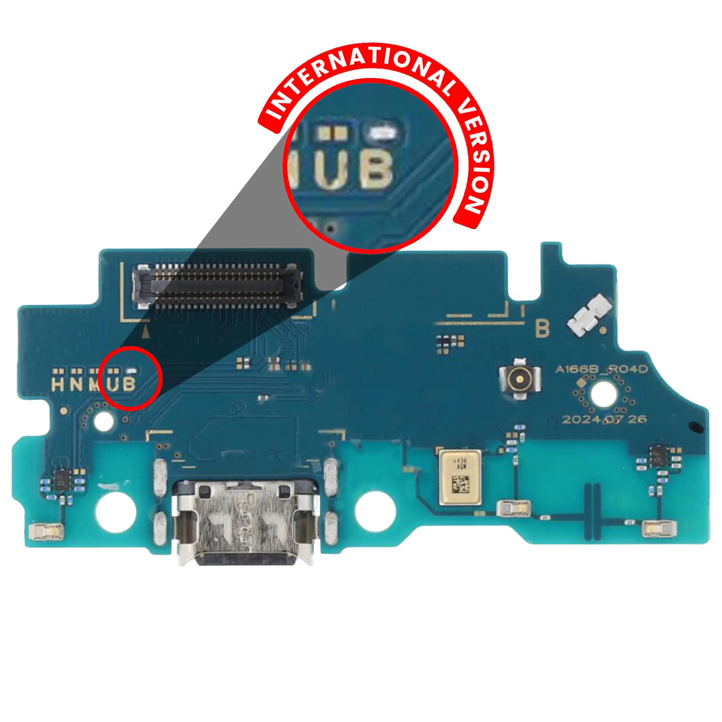 Charging Port With Board For Samsung Galaxy A16 5G (A166B / 2024) (International Version) (Aftermarket Plus)