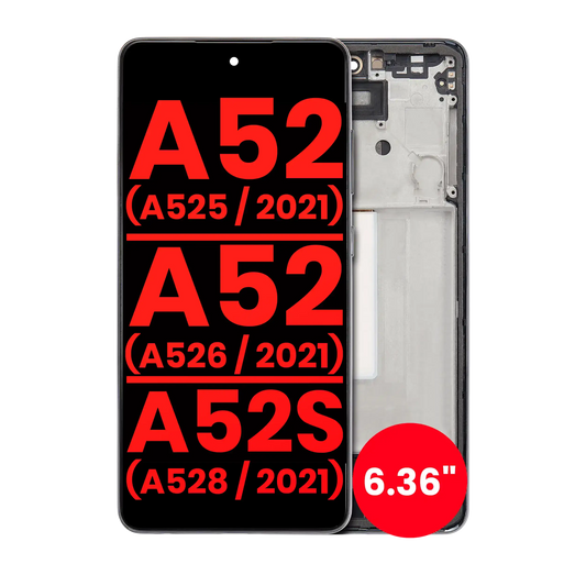 OLED Assembly With Frame For Samsung Galaxy A52 4G (A525 / 2021) / A52 5G (A526 / 2021) / A52S 5G (A528 / 2021) (6.36") (Aftermarket Plus) (Awesome Black)