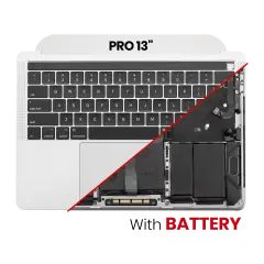 Top Case with Battery and Keyboard (ANSI US) For MacBook Pro 13" A1989 (2018-2019) (OEM New) (Silver)