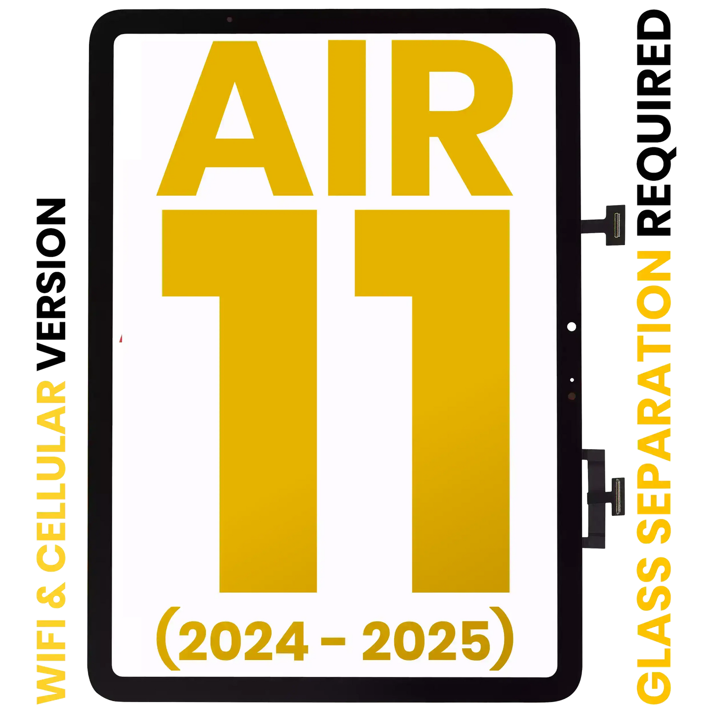 Digitizer For iPad Air 11" (2024) / Air 11" (2025) (Glass Separation Required) (Premium) (WiFi / Cellular) (Black)
