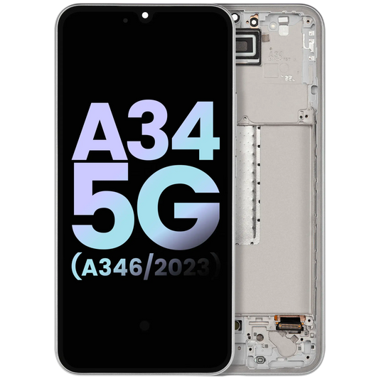 OLED Assembly With Frame Compatible For Samsung Galaxy A34 5G (A346 / 2023) (Service Pack) (Silver)
