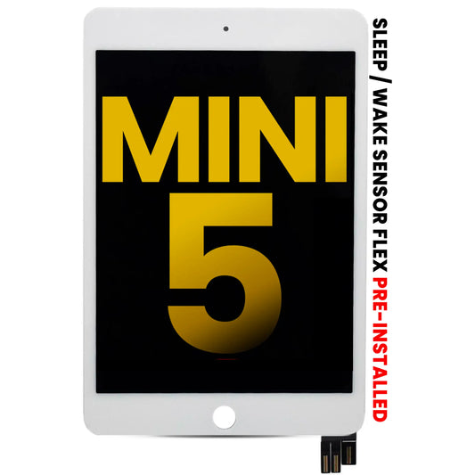 LCD Assembly With Digitizer For iPad Mini 5 (Sleep / Wake Sensor Flex Pre-Installed) (Refurbished) (White)