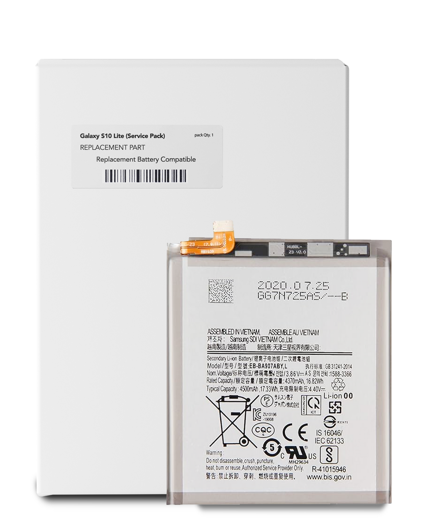 Replacement Battery For Samsung Galaxy S10 Lite / A71 5G (A716U / 2020) (EB-BA907ABYL) (Service Pack)