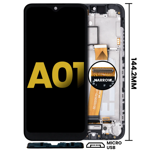 LCD Assembly With Frame For Samsung Galaxy A01 (Global Model) (Micro USB Frame) (Refurbished) (All Colors)