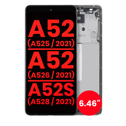 OLED Assembly With Frame For Samsung Galaxy A52 4G (A525 / 2021) / A52 5G (A526 / 2021) / A52S 5G (A528 / 2021) (6.46") (Aftermarket Plus) (Awesome White)