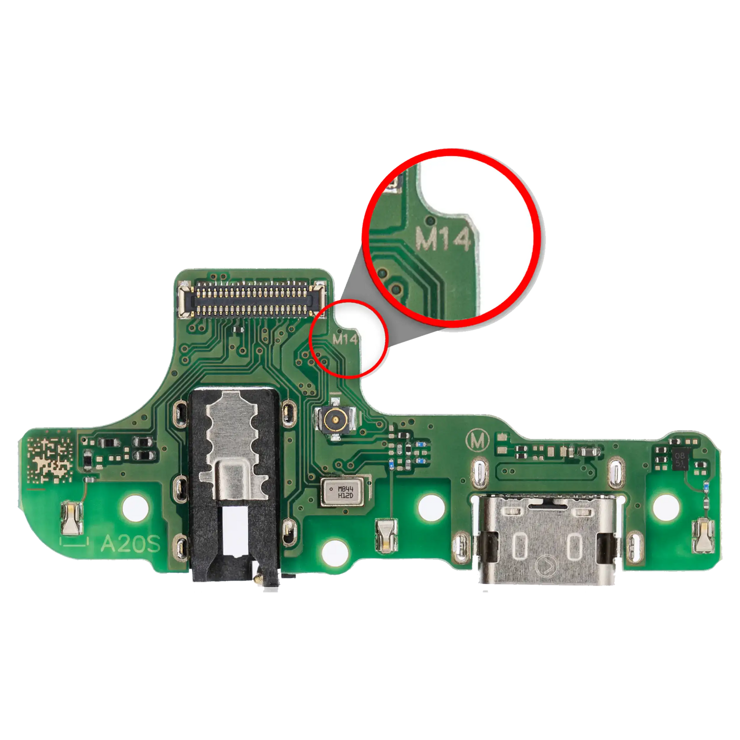Charging Port With Board For Samsung Galaxy A20s (A207M / 2019) (M14) (International Version) (Aftermarket Plus)