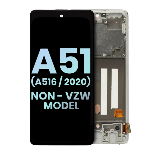 OLED Assembly With Frame For Samsung Galaxy A51 5G (A516 / 2020) (Non-Verizon 5G UW Frame) (Service Pack) (Prism Cube White)