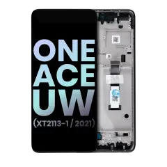 LCD Assembly With Frame For Motorola One 5G Ace UW (XT2113-1 / 2021) (Genuine OEM) (Volcanic Grey)
