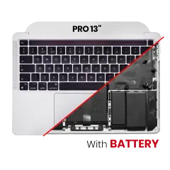 Top Case with Battery and Keyboard (ANSI US) For MacBook Pro 13" A2251 (2020) (Used OEM Pull: Grade B/C) (Silver)
