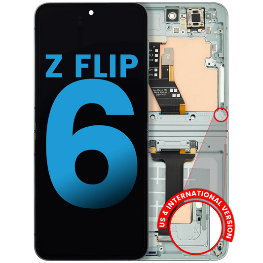 Inner OLED Assembly With Frame Compatible For Samsung Galaxy Z Flip 6 5G (F741) (US & International) (Aftermarket) (Mint)