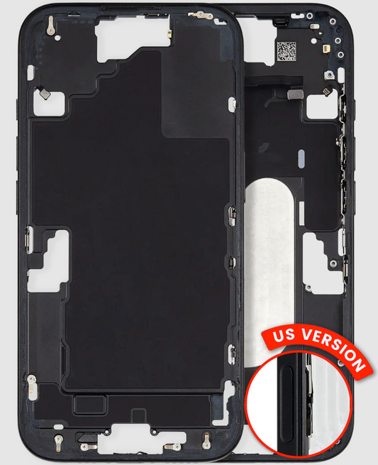 Mid-Frame Housing W/ Small Parts For iPhone 16 (US Version) (Used OEM Pull: Grade A) (Black)