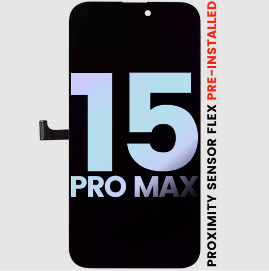 OLED Assembly With Proximity Sensor Flex Pre-Installed For iPhone 15 Pro Max (Service Pack)