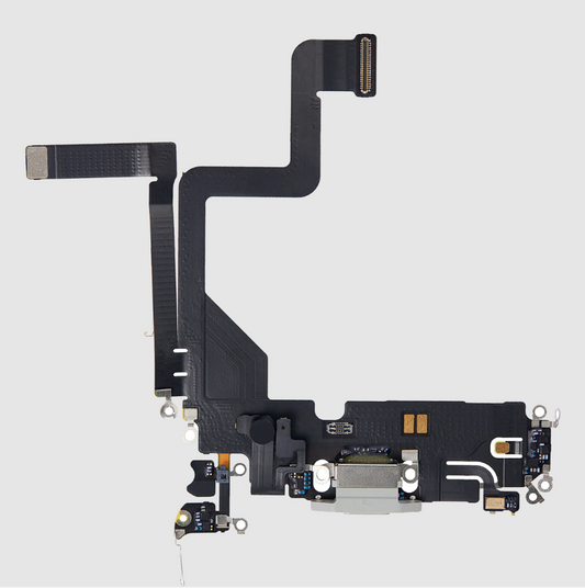 Charging Port Flex Cable For iPhone 14 Pro (Premium) (Silver)