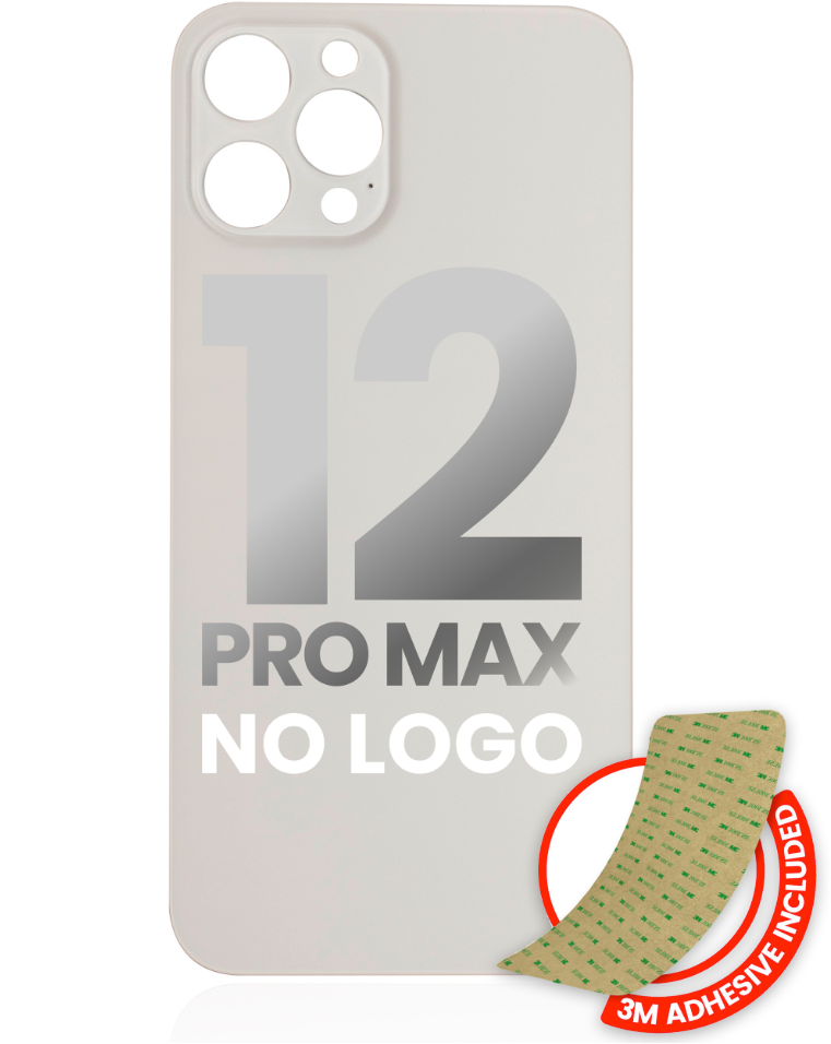 Back Glass With 3M Adhesive For iPhone 12 Pro Max (No Logo / Large Camera Hole) (Silver)