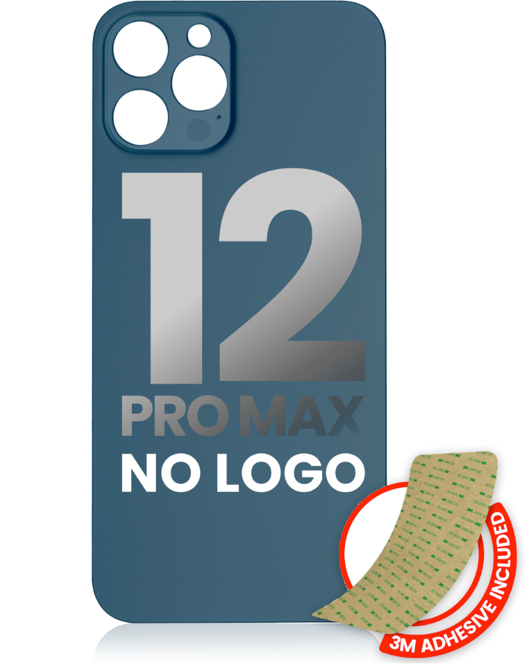 Back Glass With 3M Adhesive For iPhone 12 Pro Max (No Logo / Large Camera Hole) (Pacific Blue)