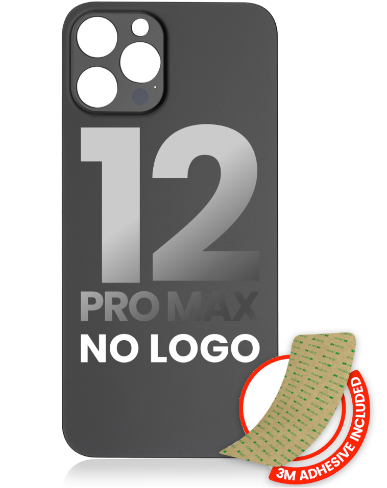 Back Glass With 3M Adhesive For iPhone 12 Pro Max (No Logo / Large Camera Hole) (Graphite)