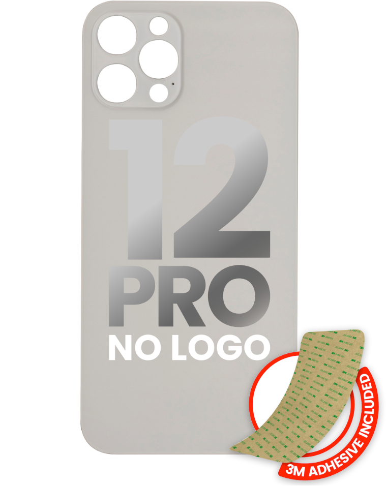 Back Glass With 3M Adhesive For iPhone 12 Pro (No Logo / Large Camera Hole) (Silver)