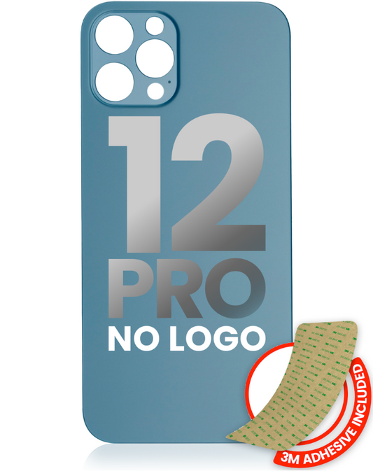 Back Glass With 3M Adhesive For iPhone 12 Pro (No Logo / Large Camera Hole) (Pacific Blue)