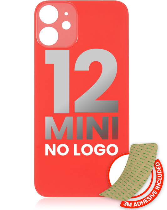 Back Glass With 3M Adhesive For iPhone 12 Mini (No Logo / Large Camera Hole) (Red)
