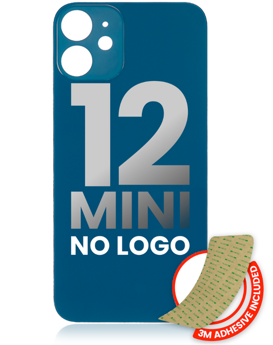 Back Glass With 3M Adhesive For iPhone 12 Mini (No Logo / Large Camera Hole) (Blue)