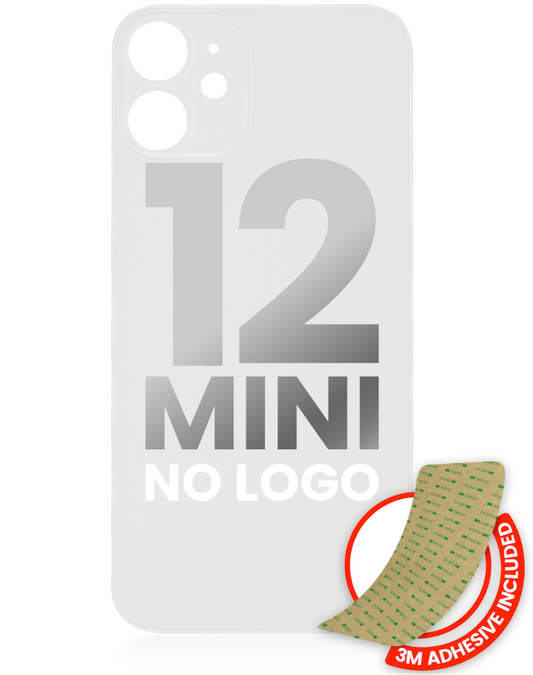 Back Glass With 3M Adhesive For iPhone 12 Mini (No Logo / Large Camera Hole) (White)