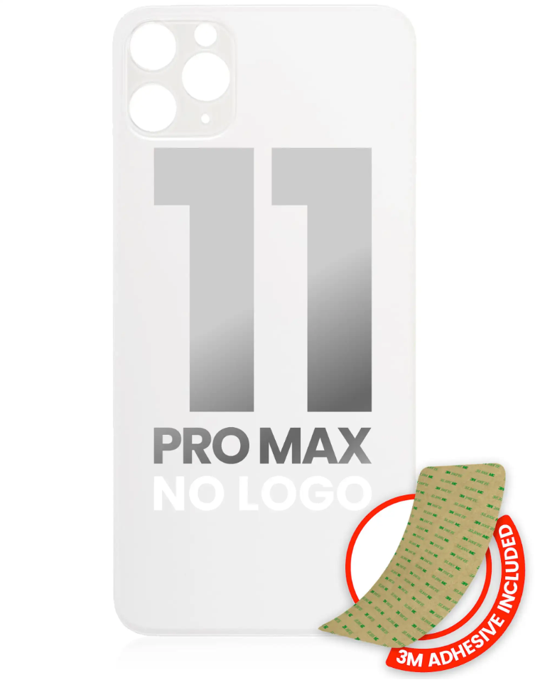 Back Glass With 3M Adhesive For iPhone 11 Pro Max (No Logo / Large Camera Hole) (Silver)