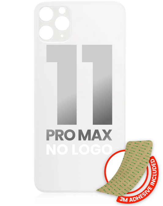 Back Glass With 3M Adhesive For iPhone 11 Pro Max (No Logo / Large Camera Hole) (Silver)