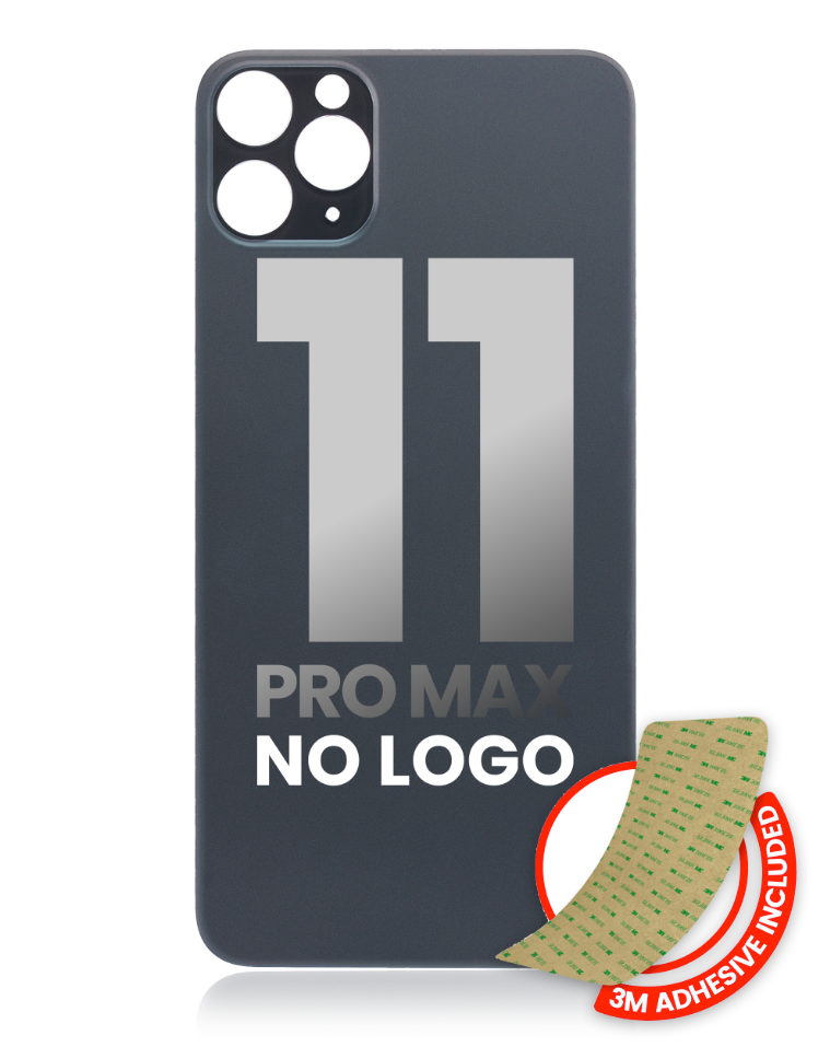 Back Glass With 3M Adhesive For iPhone 11 Pro Max (No Logo / Large Camera Hole) (Space Gray)