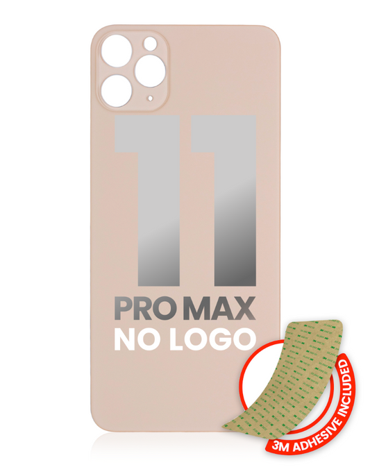 Back Glass With 3M Adhesive For iPhone 11 Pro Max (No Logo / Large Camera Hole) (Gold)