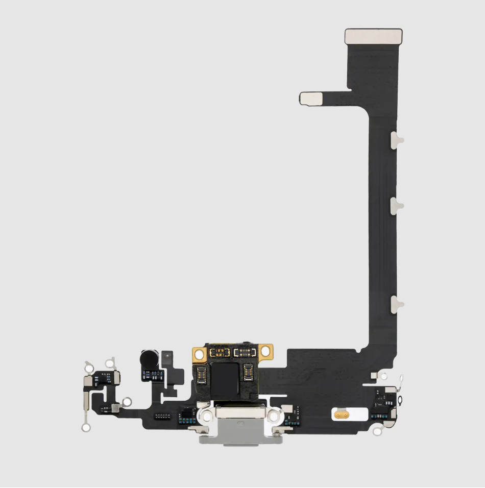 Charging Port Flex Cable With Board For iPhone 11 Pro Max (Premium) (Silver)