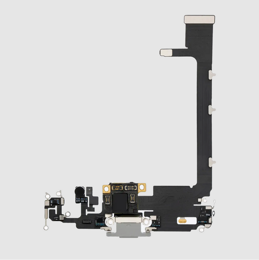 Charging Port Flex Cable With Board For iPhone 11 Pro Max (Premium) (Silver)