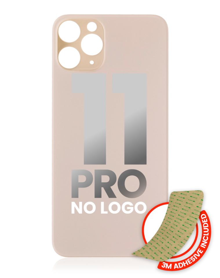 Back Glass With 3M Adhesive For iPhone 11 Pro (No Logo / Large Camera Hole) (Gold)