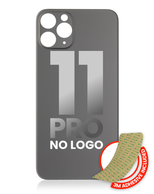 Back Glass With 3M Adhesive For iPhone 11 Pro (No Logo / Large Camera Hole) (Space Gray)