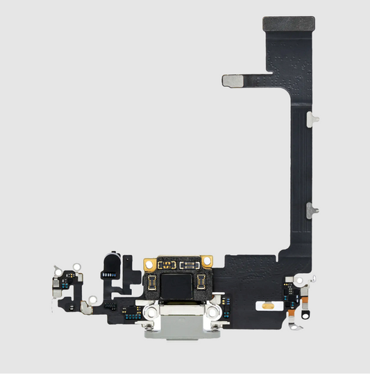 Charging Port Flex Cable With Board For iPhone 11 Pro (Premium) (Silver)