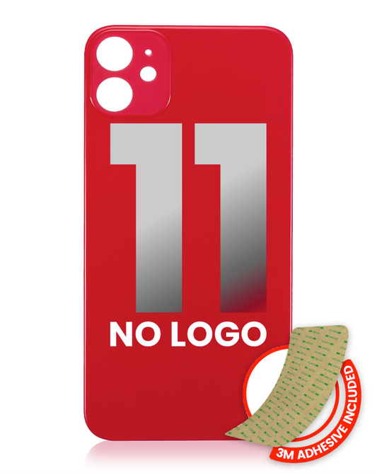 Back Glass With 3M Adhesive For iPhone 11 (No Logo / Large Camera Hole) (Red)