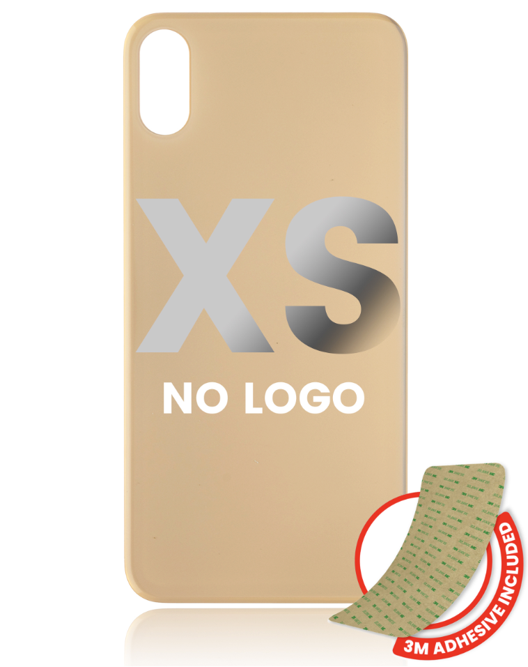 Back Glass With 3M Adhesive For iPhone XS (No Logo / Large Camera Hole) (Gold)