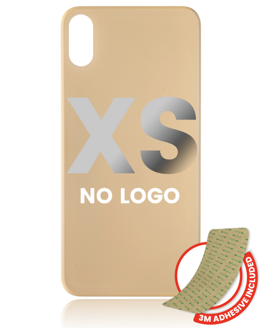 Back Glass With 3M Adhesive For iPhone XS (No Logo / Large Camera Hole) (Gold)