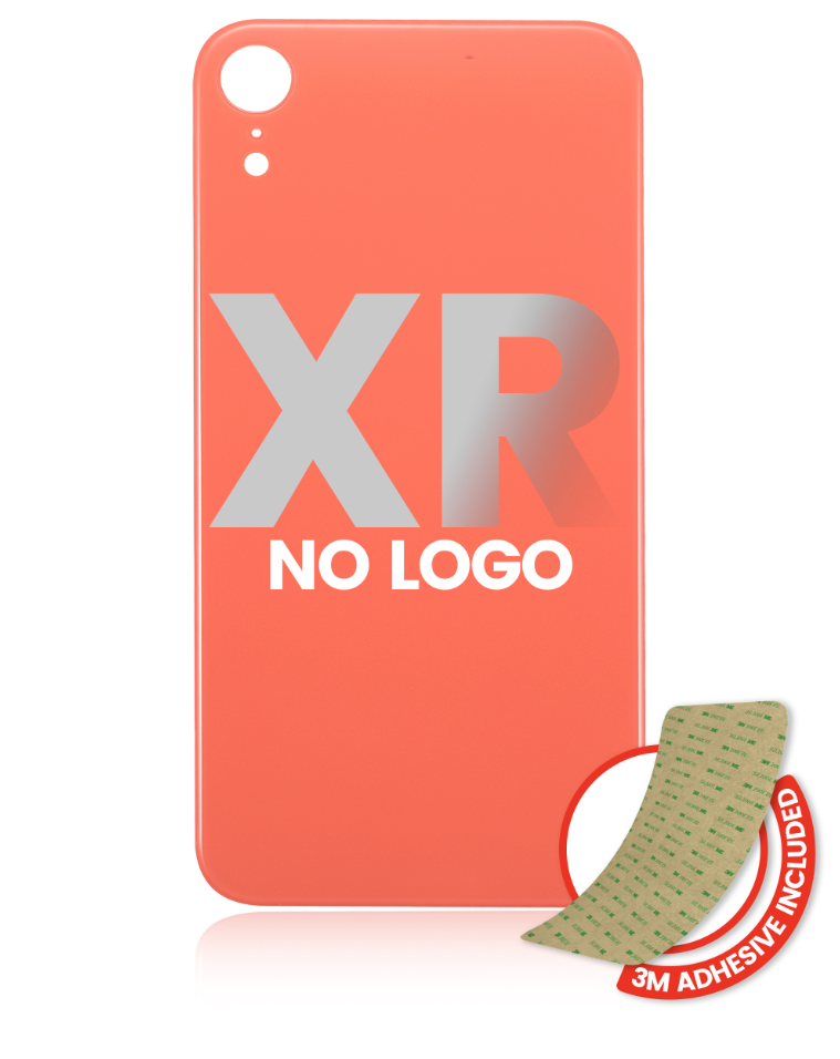 Back Glass With 3M Adhesive For iPhone XR (No Logo / Large Camera Hole) (Coral)