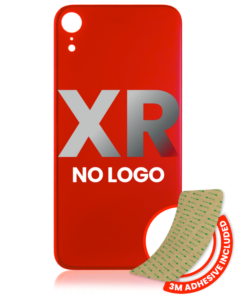 Back Glass With 3M Adhesive For iPhone XR (No Logo / Large Camera Hole) (Red)
