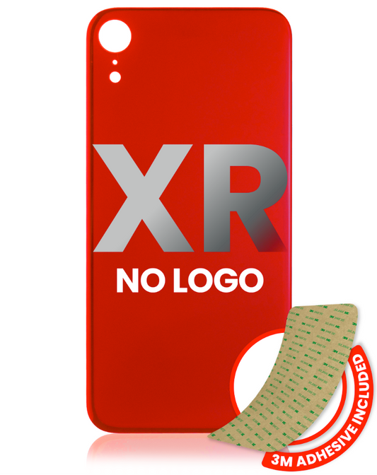 Back Glass With 3M Adhesive For iPhone XR (No Logo / Large Camera Hole) (Red)