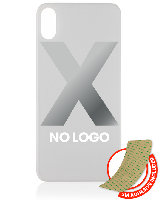 Back Glass With 3M Adhesive For iPhone X (No Logo / Large Camera Hole) (Silver)