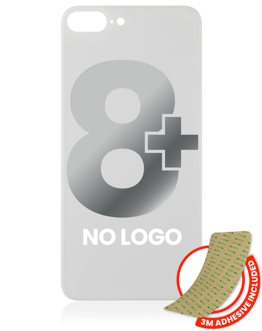 Back Glass With 3M Adhesive For iPhone 8 Plus (No Logo / Large Camera Hole) (Silver)