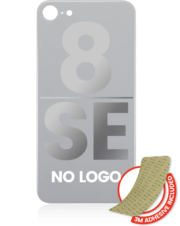 Back Glass With 3M Adhesive For iPhone 8 / SE (2020) (No Logo / Large Camera Hole) (Silver)