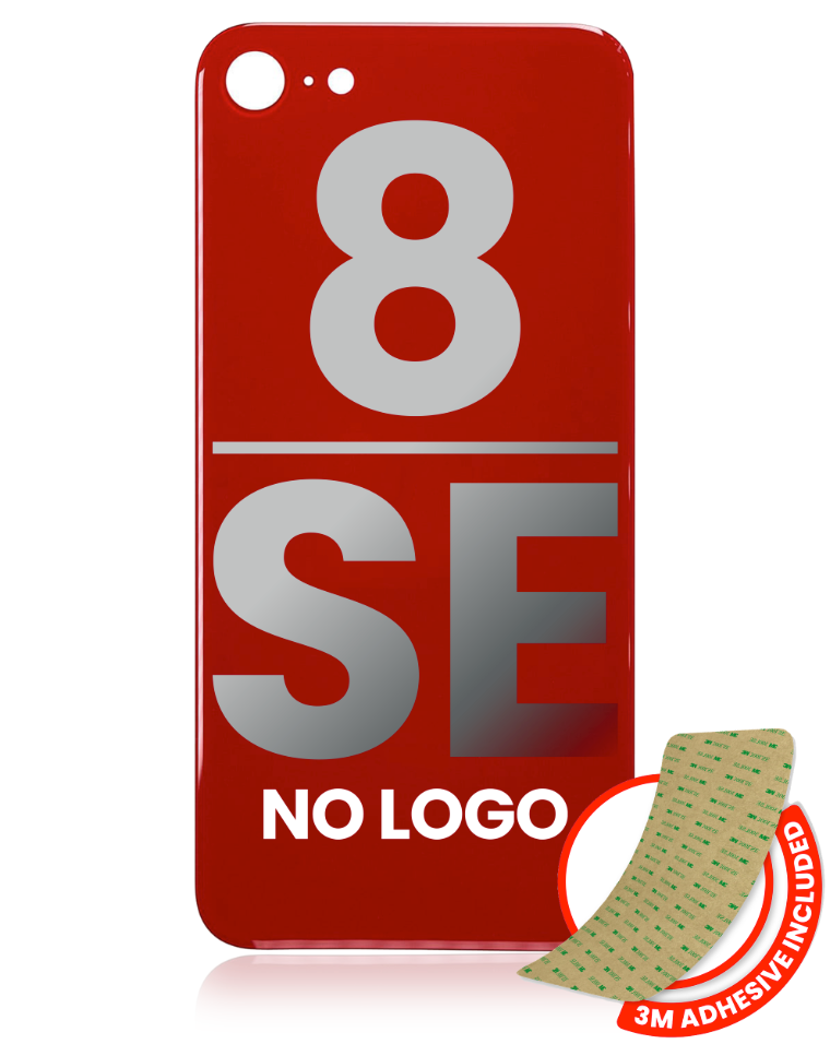 Back Glass With 3M Adhesive For iPhone 8 / SE (2020) (No Logo / Large Camera Hole) (Red)