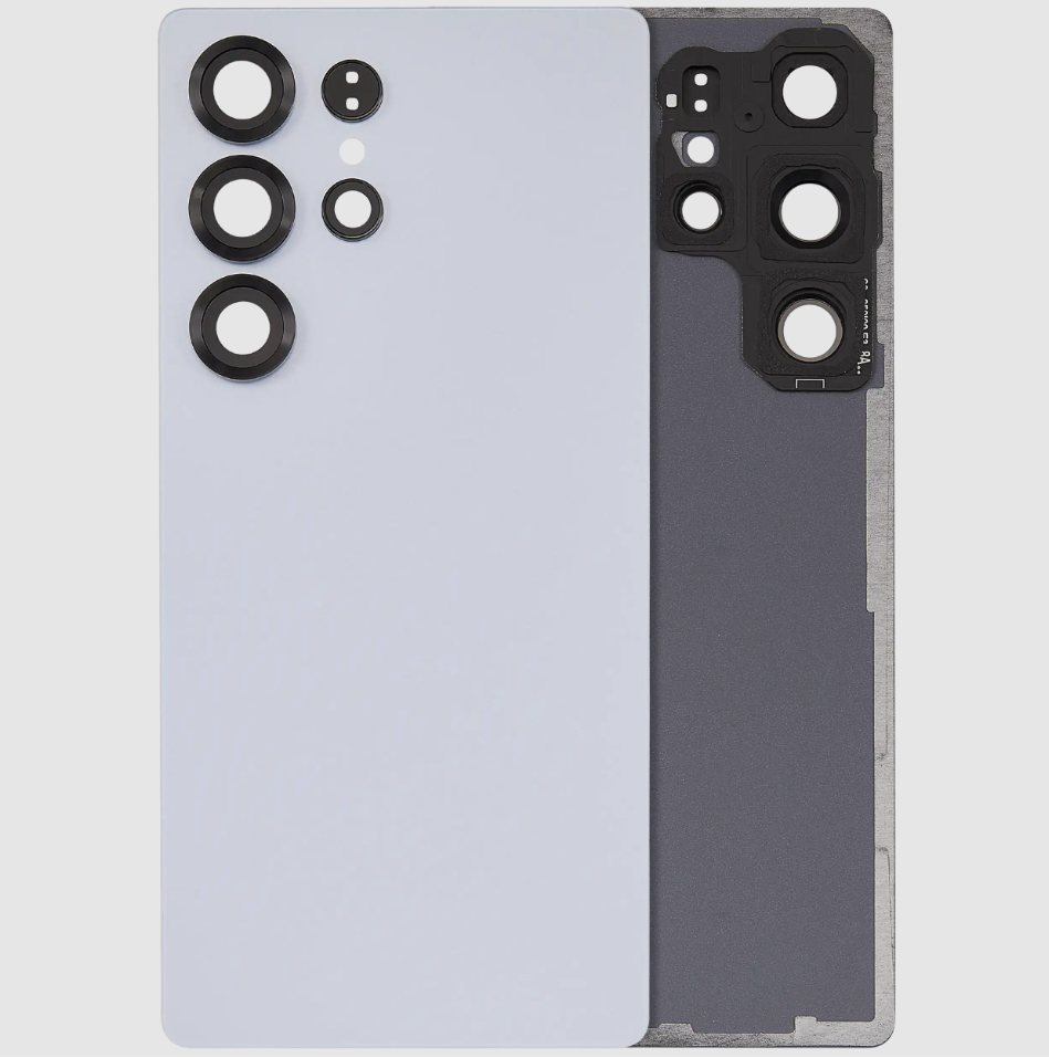 Back Cover Glass With Camera Lens For Samsung Galaxy S25 Ultra 5G (No Logo) (Aftermarket Plus) (Titanium Silver Blue)