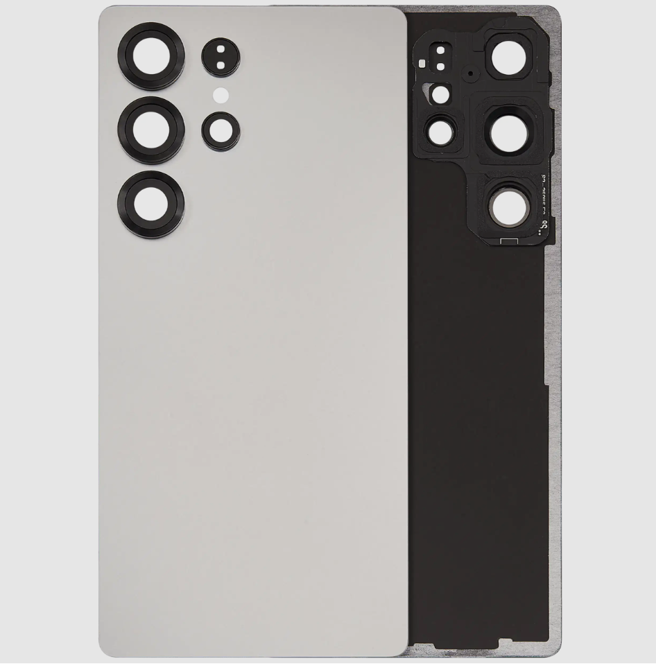 Back Cover Glass With Camera Lens For Samsung Galaxy S25 Ultra 5G (No Logo) (Aftermarket Plus) (Titanium White Silver)