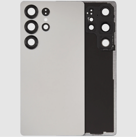 Back Cover Glass With Camera Lens For Samsung Galaxy S25 Ultra 5G (No Logo) (Aftermarket Plus) (Titanium White Silver)