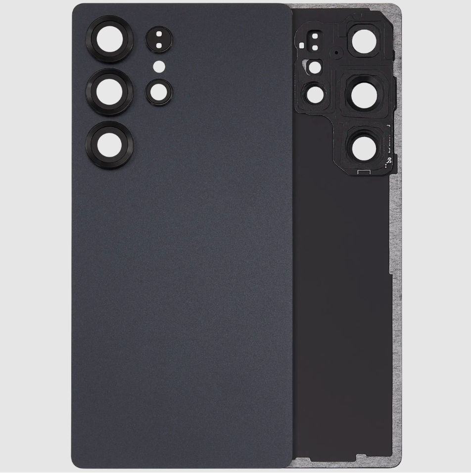 Back Cover Glass With Camera Lens For Samsung Galaxy S25 Ultra 5G (No Logo) (Aftermarket Plus) (Titanium Jet Black)