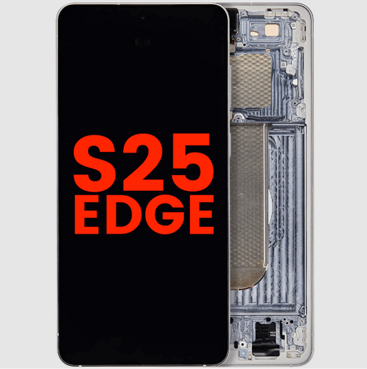 OLED Assembly With Frame For Samsung Galaxy S25 Edge (US & International Version) (Aftermarket Plus) (Titanium Silver)